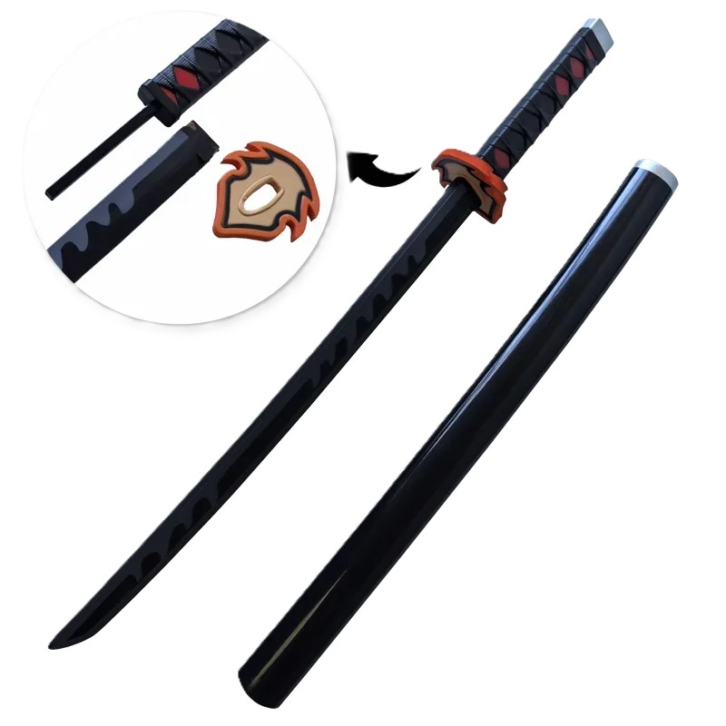 Katana (Sword) Anime: Demon Slayer - Tanjiro Kamado Nichirin Katana Black (32.6 Inch)