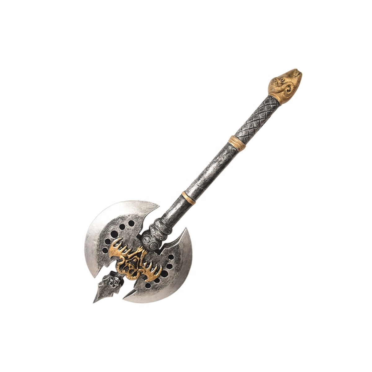 Katana (Sword) Deluxe Double Bladed Silver Warlock Axe (19.6 Inch)