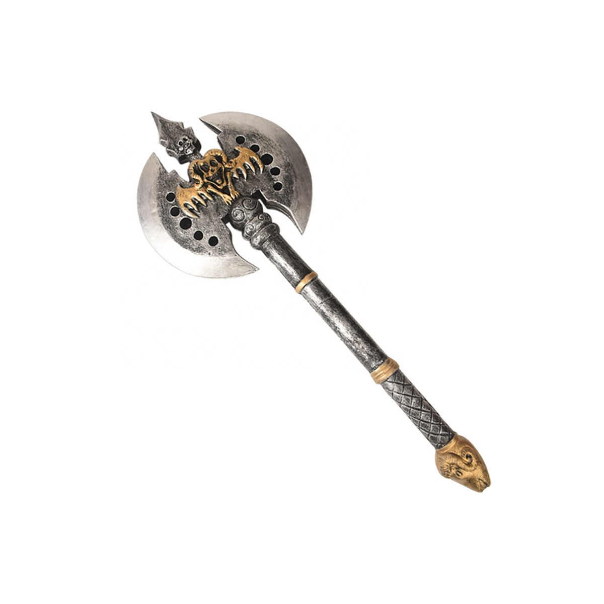 Katana (Sword) Deluxe Double Bladed Silver Warlock Axe (19.6 Inch)