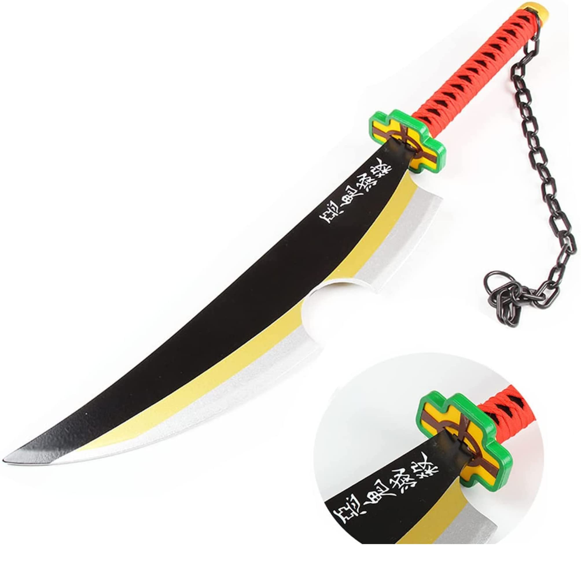 Katana (Sword) Anime: Demon Slayer - Tengin Uzui Nichirin Katanas Bambo Blade (31 Inch)