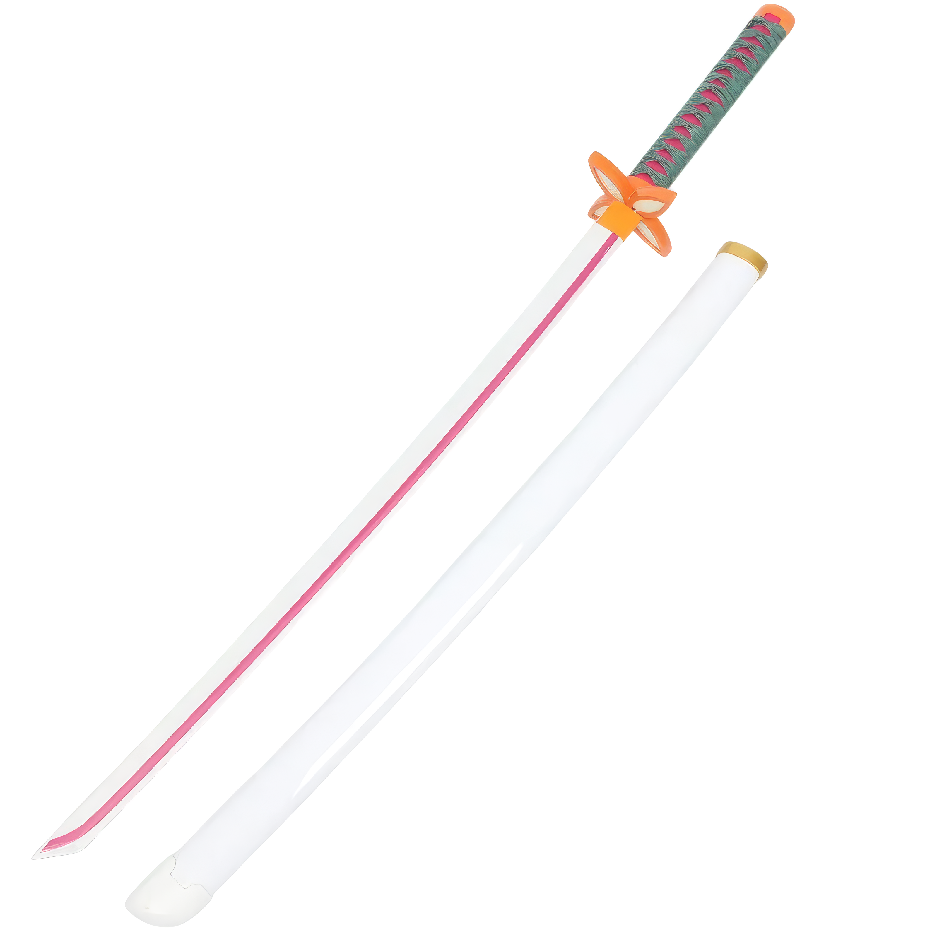 Katana (Sword) Anime: Demon Slayer - Kochou Kanae Nichirin Katanas Bambo Blade with White Plastic Scabbard (40 Inch)
