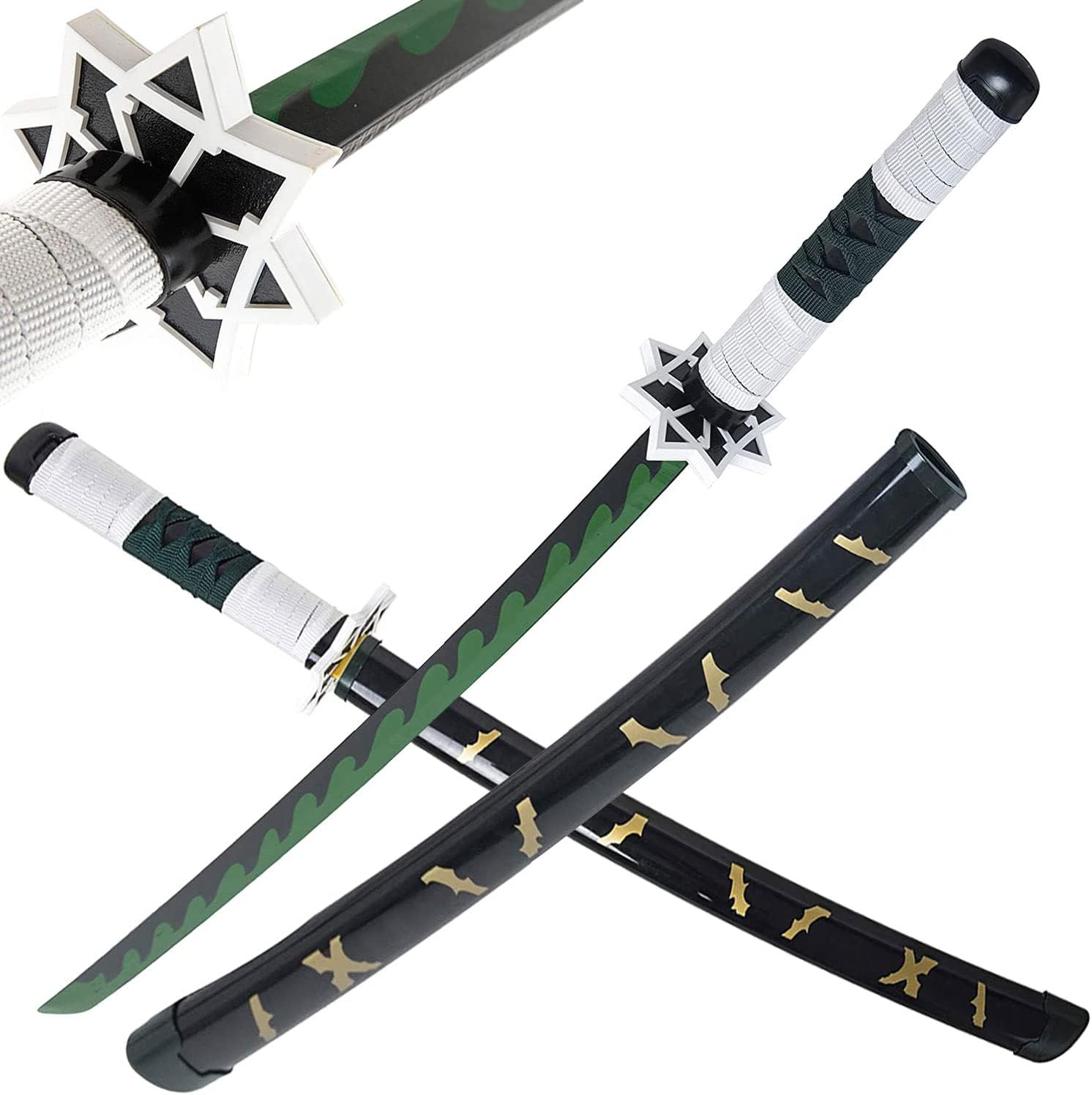 Katana (Sword) Anime: Demon Slayer - Sanemi Shinazugawa Nichirin Katanas Bambo Blade with Plastic Scabbard (40 Inch)