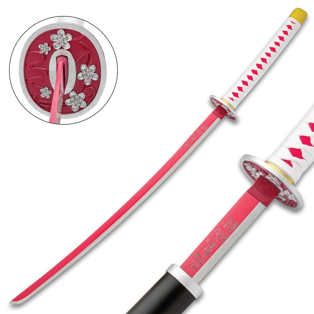 Katana (Sword) Anime: Demon Slayer - Kanao Tsuyuri Nichirin Katanas Bambo Blade with Plastic Scabbard (40 Inch)