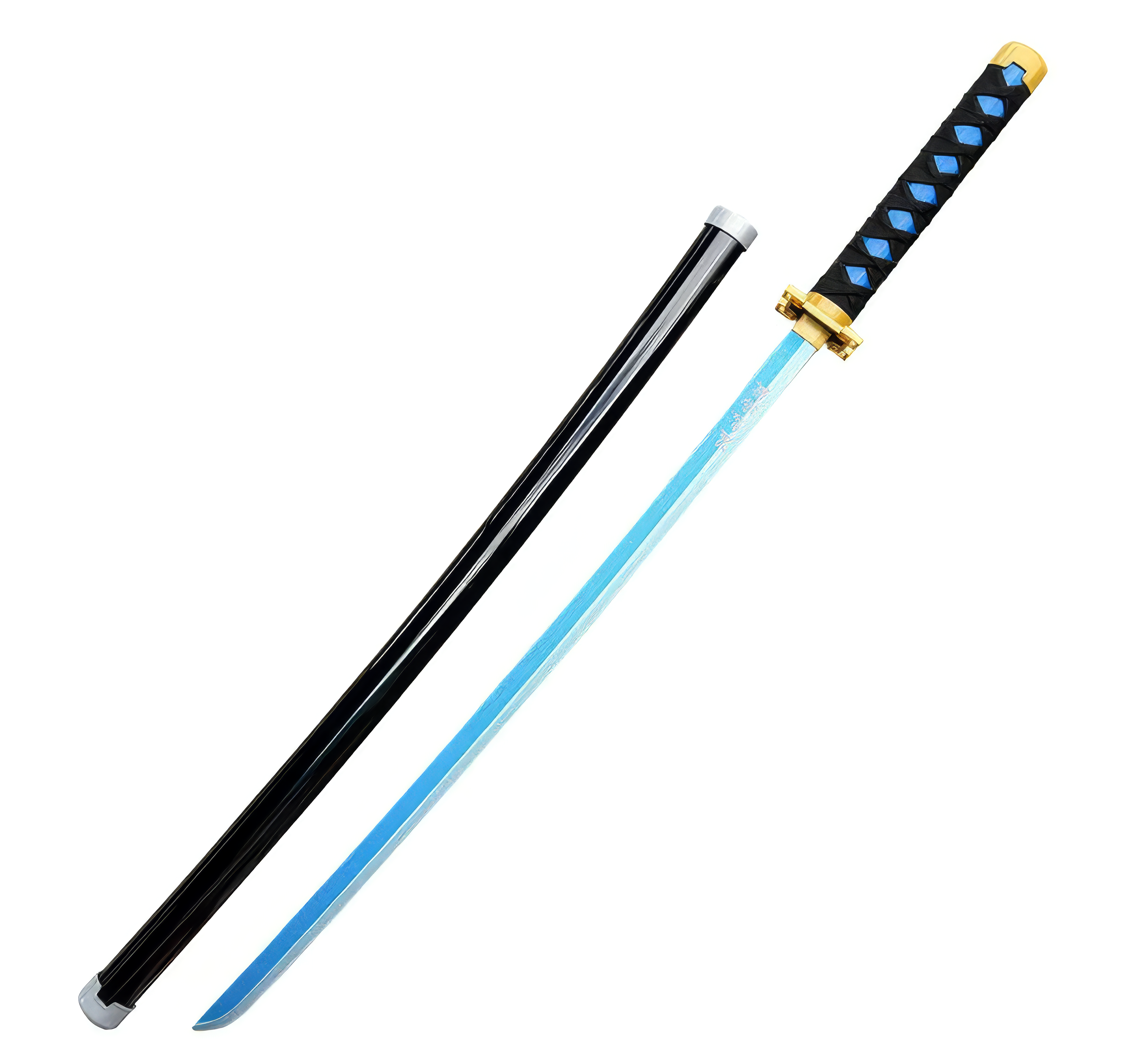 Katana (Sword) Anime: Demon Slayer - Muichiro Tokito Nichirin Katanas Blue Bambo Blade with Plastic Scabbard (40 Inch)