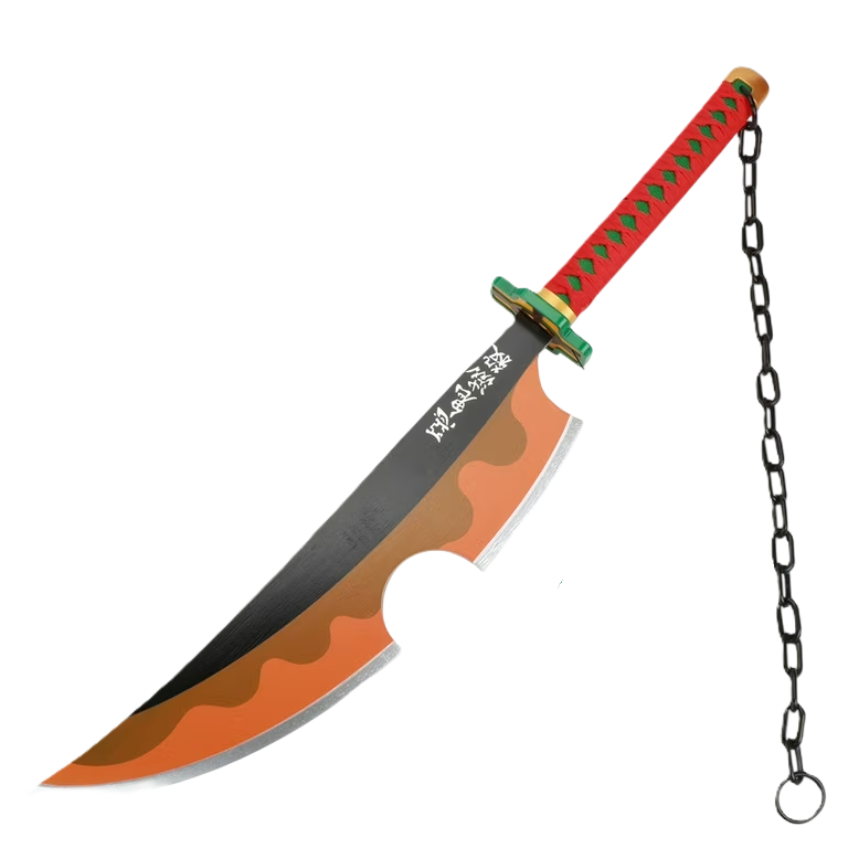 Katana (Sword) Anime: Demon Slayer - Tengin Uzui Nichirin Katanas Orange Bambo Blade (31 Inch)