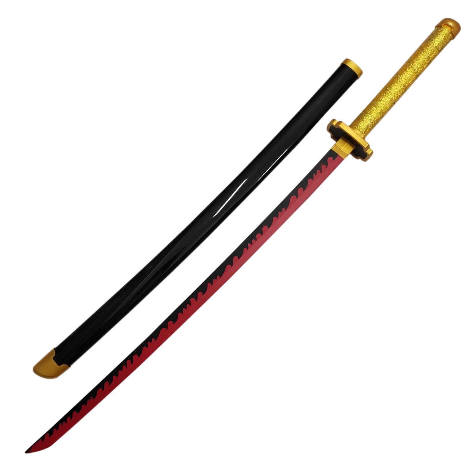 Katana (Sword) Anime: Demon Slayer - Yoriichi Tsugikuni Nichirin Katanas Bambo Gold Blade with Plastic Scabbard (40 Inch)