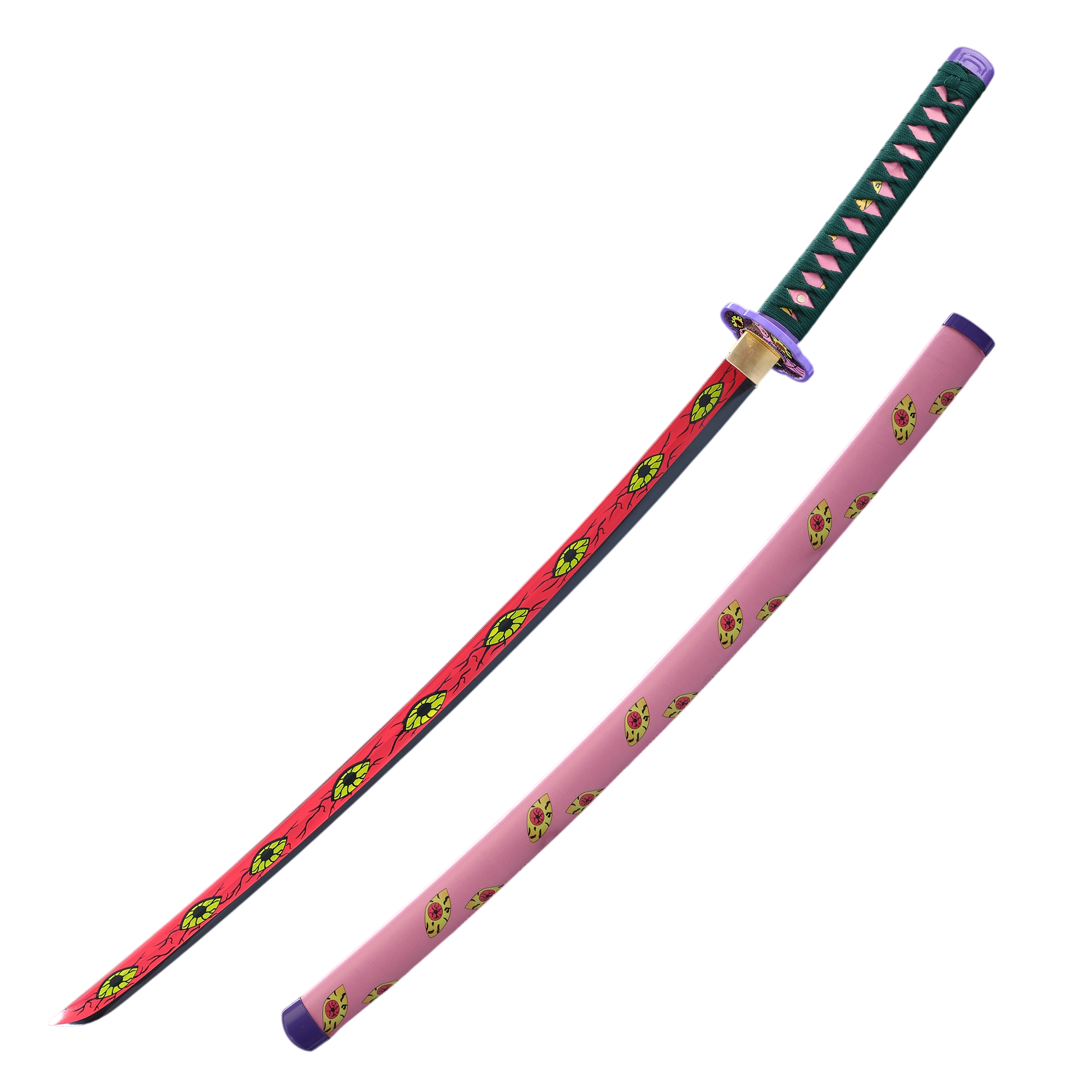Katana (Sword) Anime: Demon Slayer - Kokushibo (Michikatsu Tsugikuni) Bambo Blade with Plastic Scabbard (40 Inch)