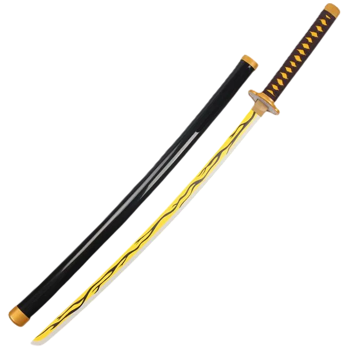 Katana (Sword) Anime: Demon Slayer - Kaigaku Nichirin Katanas Bambo Blade with Plastic Scabbard (40 Inch)