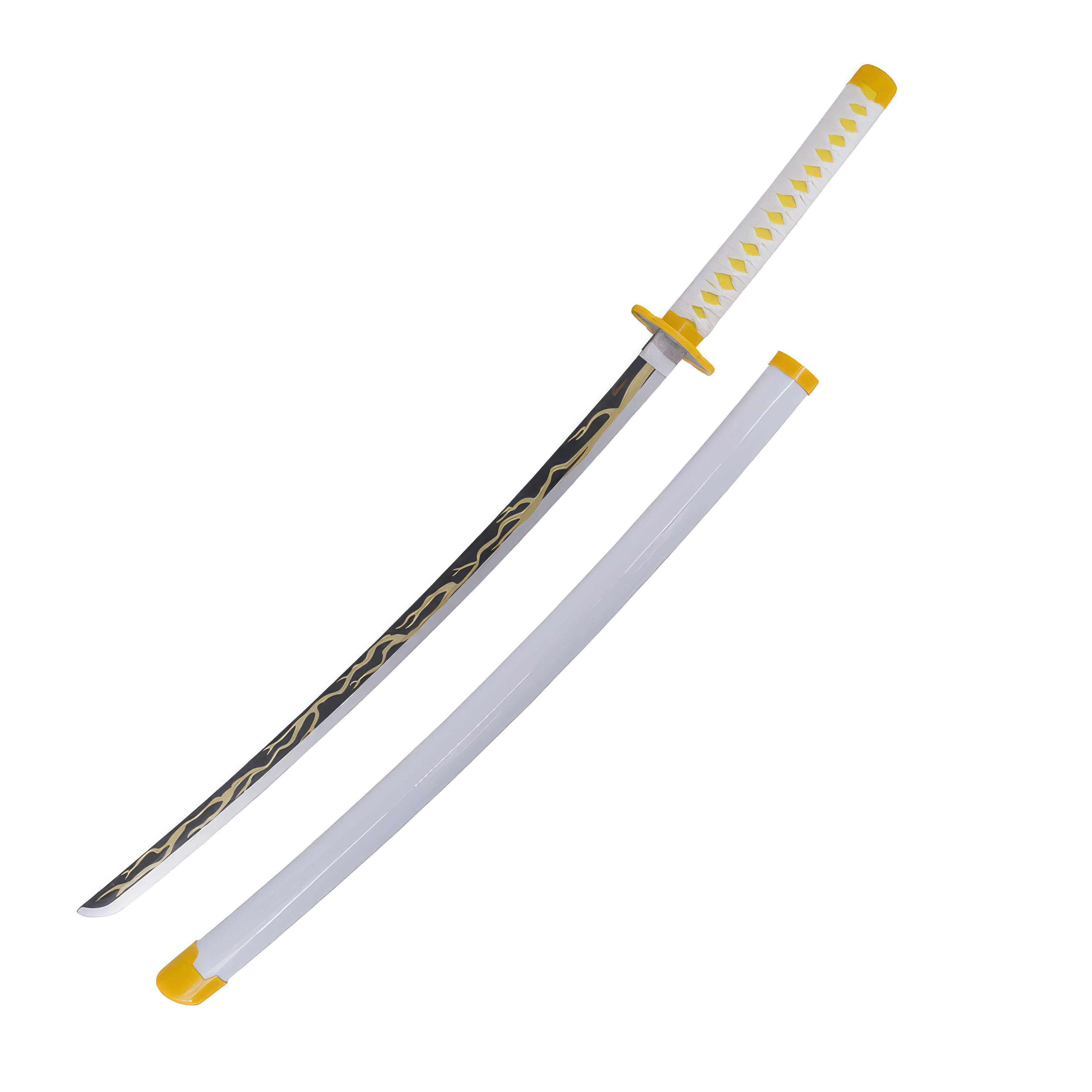 Katana (Sword) Anime: Demon Slayer - Zenitsu Agatsuma Nichirin Katanas Bambo Blade with Plastic Scabbard (39.3 Inch)