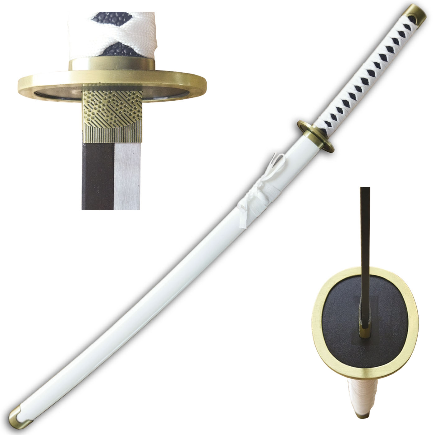 Katana (Sword) Anime: One Piece - Roronoa Zoro Wado Ichimonji Sword Bambo Blade with Plastic Scabbard (40 Inch)