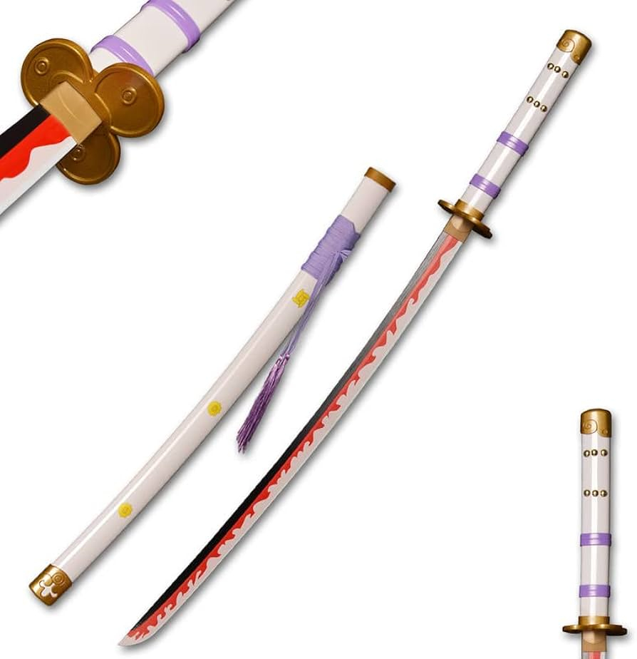 Katana (Sword) Anime: One Piece - Roronoa Zoro Enma Sword White Bambo Blade with Plastic Scabbard (40 Inch)