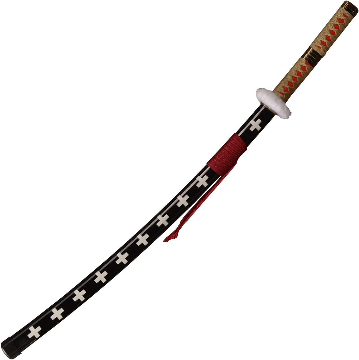 Katana (Sword) Anime: One Piece - Trafalgar D. Law Kikoku Sword with Burgundy String Bambo Blade with Plastic Scabbard (40 Inch)