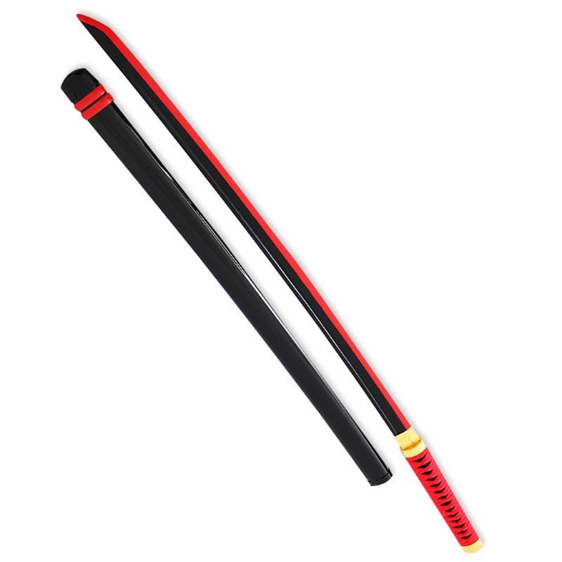 Katana (Sword) Anime: Demon Slayer - Yoriichi Tsugikuni Nichirin Katanas Red Bambo Blade with Plastic Scabbard (40 Inch)