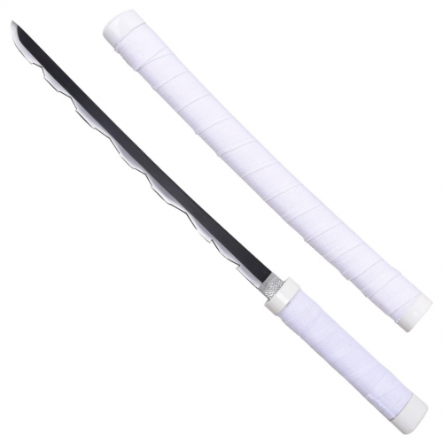 Katana (Sword) Anime: Demon Slayer - Inosuke Hashibira Nichirin Katana Bamboo Blade with Scabbard & One Level Stand (15.7 Inch)