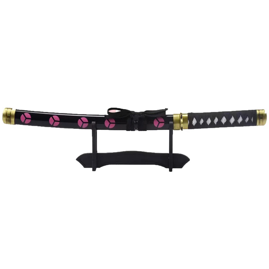 Katana (Sword) Anime: One Piece - Roronoa Zoro Shusui Sword Bamboo Blade with Scabbard & One Level Stand (15.7 Inch)
