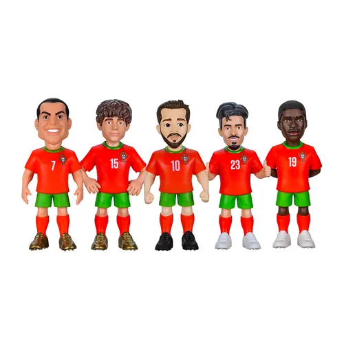 MINIX - Football Stars 5-Pack Sports: Football - Portugal - (Ronaldo, Neves, Silva, Vitinha, Mendes) (7 Cm)